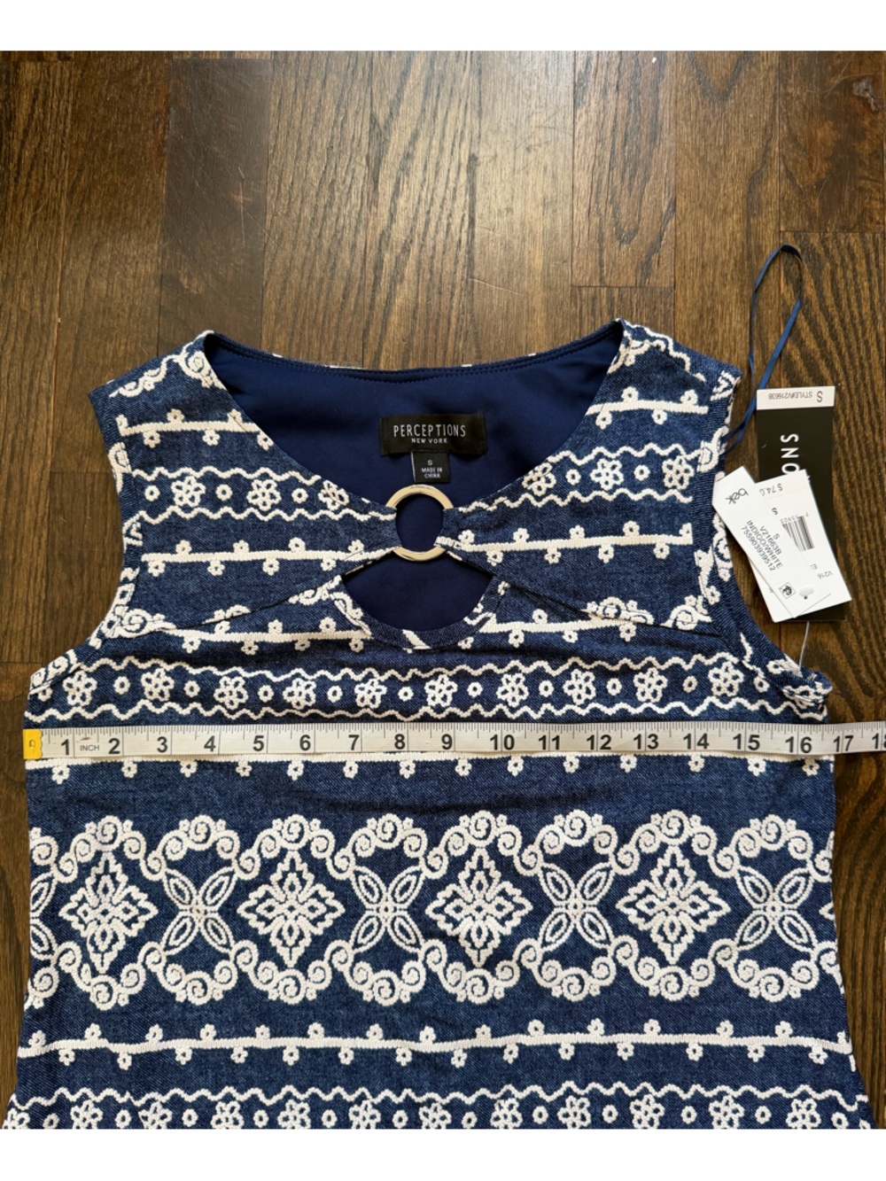 Perceptions Navy and White Patterned Girls' Dress - Picture 7 of 7